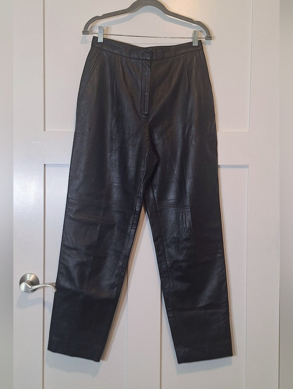 Liz Claiborne Collection 100% Leather Pants Lined Black Front Hand Pockets Sz 10